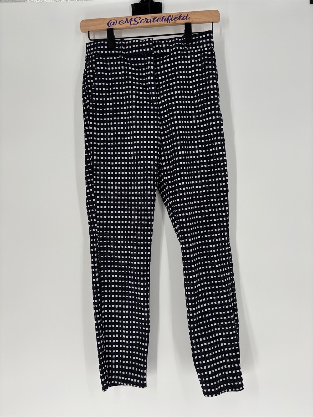 H&M blue white black print ankle pants 4P 4 petite
